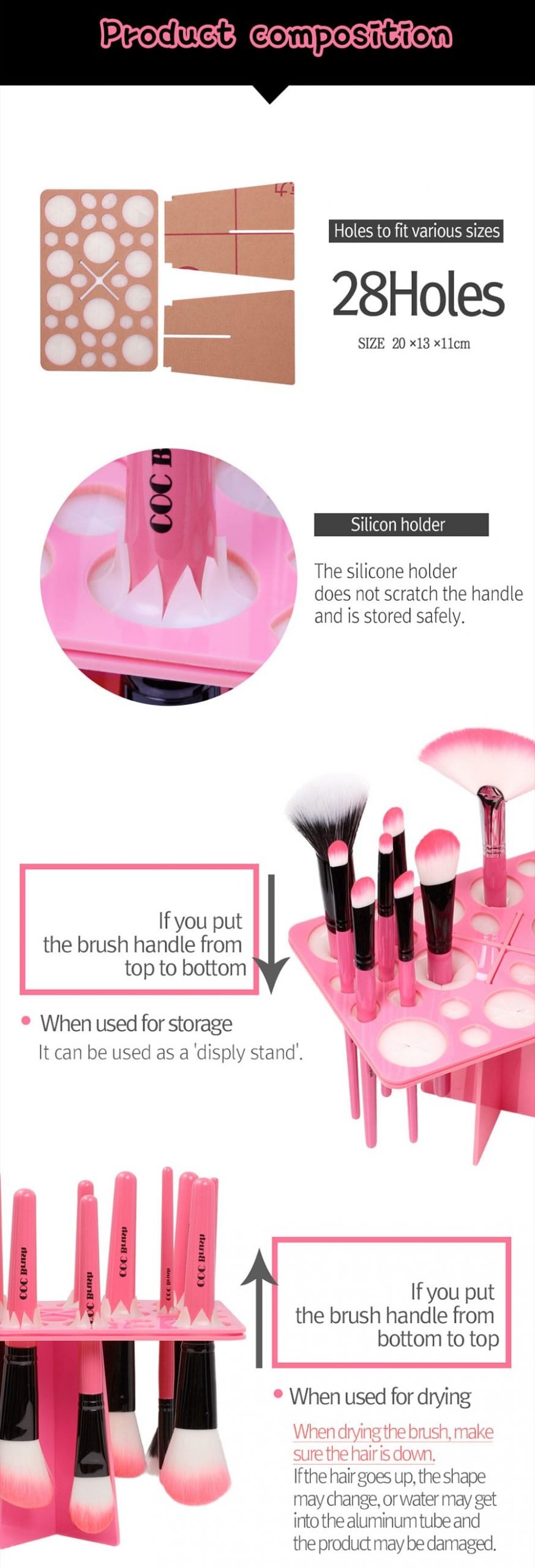 Pink Brush Dry Holder - Composition