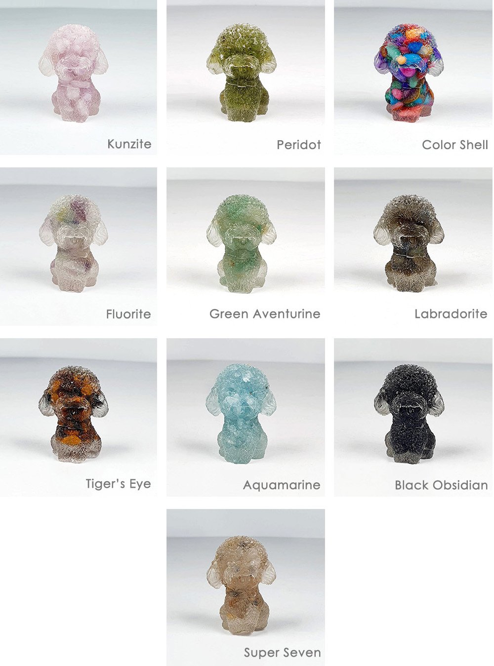 Poodle Crystal Resin Decoration - Types