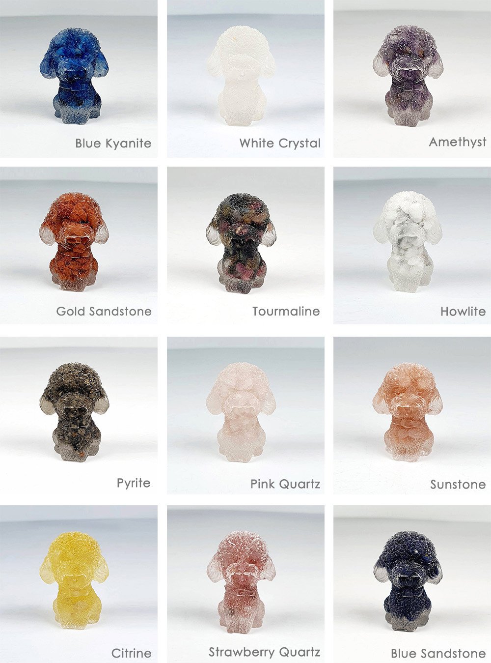 Poodle Crystal Resin Decoration - Types